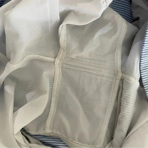 Vineyard Vines Seersucker Blue White Stripe Scallop Hem Golf Skort Size 14 - Picture 8 of 9